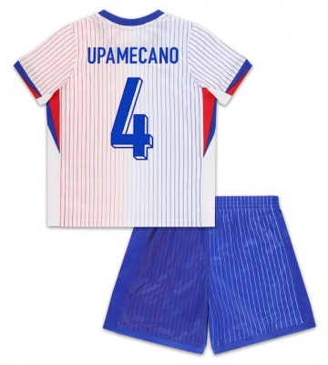Frankrig Dayot Upamecano #4 Replika Babytøj Udebanesæt Børn EM 2024 Kortærmet (+ Korte bukser)